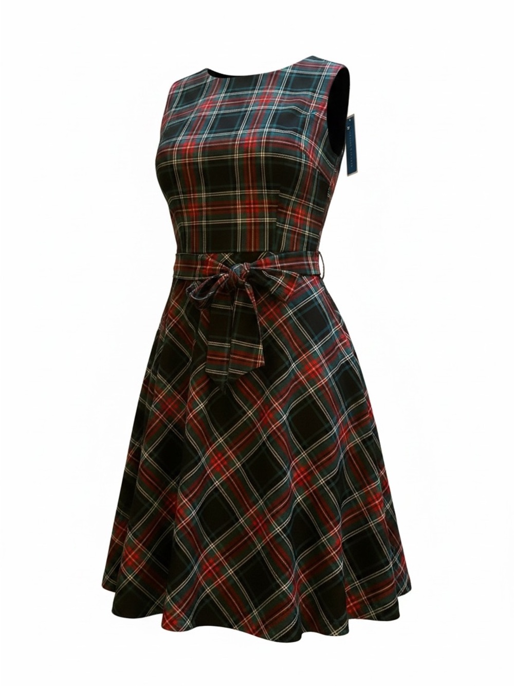Draper James Black & Red Plaid Fit-and-Flare Midi Dress